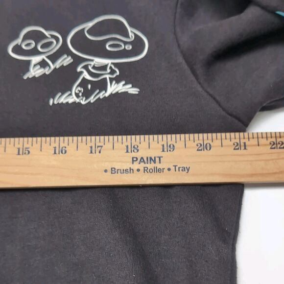 Smurfs Fleece Hoodie Womens M Black Pockets Mushroom Graphic Print Sweatshirt - Picture 16 of 16